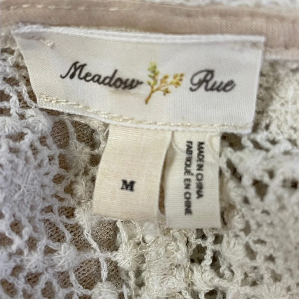 Anthropologie Meadow Rue Cream Lace Detail Blouse